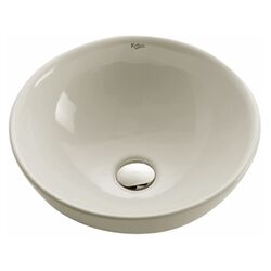 Ceramic Round Vessel Bathroom Sink in Satin Nickel