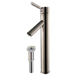 Sheven Vessel Sink Faucet with Pop Up Drain in Satin Nickel