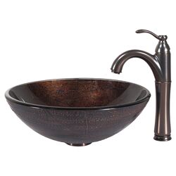 Copper Illusion Vessel Bathroom Sink & Riviera Faucet Set in Bronze