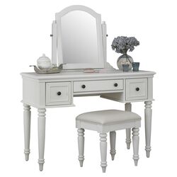 Bermuda Vanity & Stool Set in White