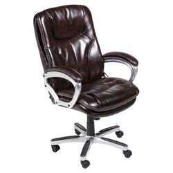 Madison High-Back Office Chair in Brown with Arms