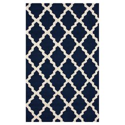 Marbella Moroccan Trellis Navy Kilim Rug