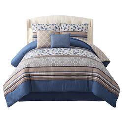 Delancy 5 Piece Reversible King Comforter Set in Blue