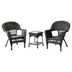 3 Piece Wicker Lounge Seating Group in Espresso