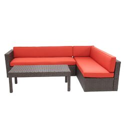 5 Piece Seating Group in Honey with Orange Cushions