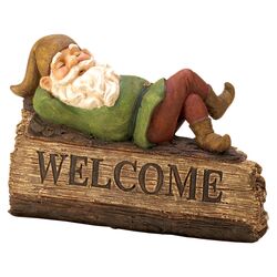 Snoozing Gnome Garden Welcome Sign