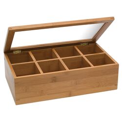 Bamboo Eight Compartment Tea Box in Brown