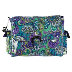 Laminated Buckle Diaper Bag in Russian Floral Blue