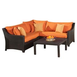 Deco 9 Piece Seating Group in Espresso with Slate Cushions