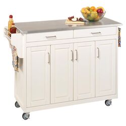 Savannah Stainless Steel Top Kitchen Cart in White
