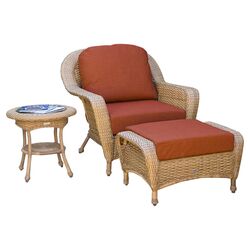 Nirvana 4 Piece Seating Group in Honey with Orange Cushions