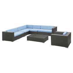 Camfora 5 Piece Seating Group in Espresso with White Cushions