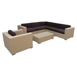 Eclipse 9 Piece Seating Group in Espresso with White Cushions