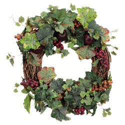 22'' Grape Leaves & Pomegranates Wreath