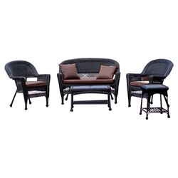 5 Piece Seating Group in Honey with Brown Cushions
