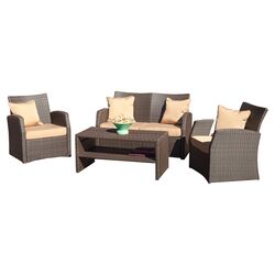 Cairns 4 Piece Seating Group in Brown with Beige Cushions