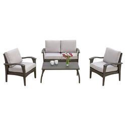 Cronulla 4 Piece Seating Group in Brown with White Cushions