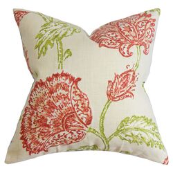 Heloise Floral Throw Pillow in Poppy