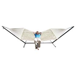 Fabric Hammock & Stand in Blue & White
