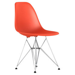 Eames Molded Fiberglass Side Chair with Dowel Base in Black