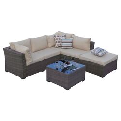Antigua 5 Piece Dining Set in Brown with Taupe Cushions