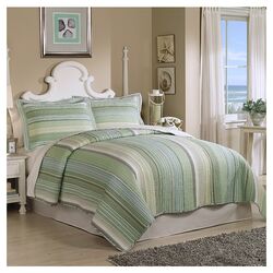 Laura Ashely Rowland Quilt Set in Breeze