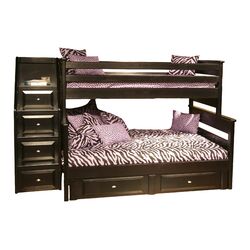 Frona Twin Over Twin Trundle Bunk Bed in Dark Cappuccino