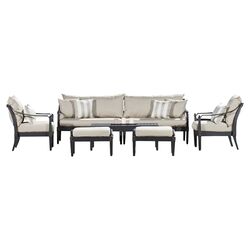 Deco 6 Piece Seating Group in Espresso with Slate Cushions