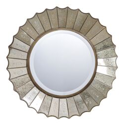 Amberlyn Round Wall Mirror in Antique Gold Leaf