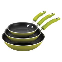 Rachael Ray Porcelain 3 Piece Skillet Set in Green