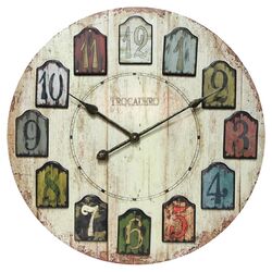 Weathered Plank Clock in White