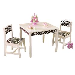 Fun & Funky Kids 3 Piece Table & Chair Set in White & Black