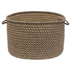 Wool Houndstooth Storage Basket in Caramel