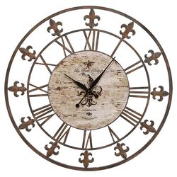 Wrought Iron Wall Clock in Brown