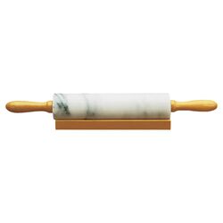 Marble Rolling Pin in White & Natural