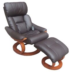 Deluxe Massage Armchair & Ottoman Set in Dark Brown
