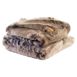Chinchilla Faux Fur Throw Blanket in Brown