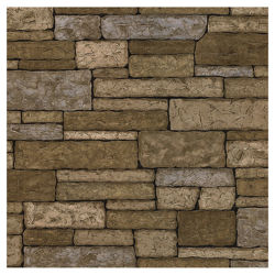 Stone Wall Wallpaper in Beige Café Stone Wall Wallpaper in Beige Café
