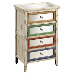 4 Drawer Chest in Distressed Ivory
