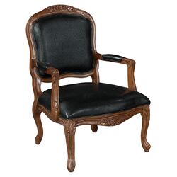 Leather Armchair in Dark Brown & Black
