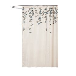 Flower Drop Shower Curtain in Ivory & Blue