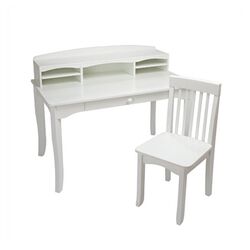 Avalon Hutch Writing Desk & Chair Set in White