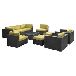 Avia 10 Piece Seating Group in Espresso & Peridot