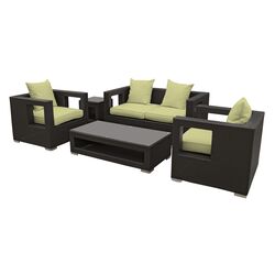 Lunar 5 Piece Seating Group in Espresso with Peridot Cushions