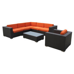 Corona 7 Piece Seating Group in Espresso & Orange Corona 7 Piece Seating Group in Espresso & Orange