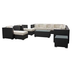 Cohesion 11 Piece Seating Group in Espresso with White Cushions