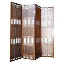 Miranda 4 Panel Wooden Room Divider in Walnut