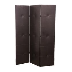 Leather 3 Panel Room Divider in Black