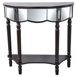 Ares Mirrored Demilune Console Table in Dark Cherry