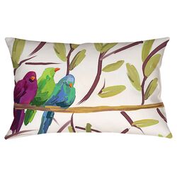 Flocked Together Birds Pillow in White I